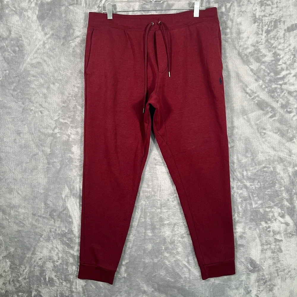 Polo Ralph Lauren Sweatpants Joggers Mens Large Burgundy Red Blue Pony Pants